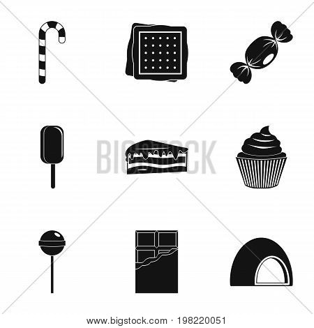 Sweet food icon set. Simple style set of 9 sweet vector icons for web isolated on white background