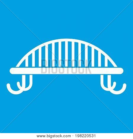 Bench with backrest icon white isolated on blue background vector illustration