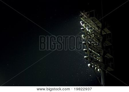 버그에 대 한 비행 경기장 반사판입니다. 밤 촬영.