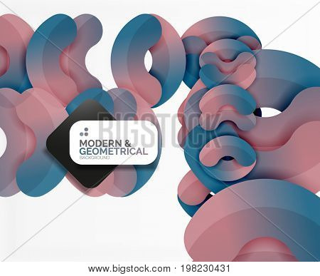 Abstract color geometric round shapes on white - elements with shadow, colorful composition