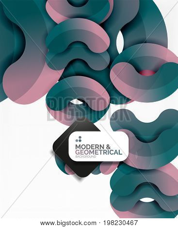 Abstract color geometric round shapes on white - elements with shadow, colorful composition