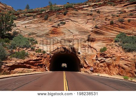 Road through Red Canyon in Dixie National Forest. Utah. USA