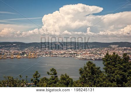 Top view of Trieste from old town of Muggia