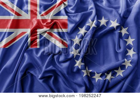 Ruffled waving Cook Islands flag national flag