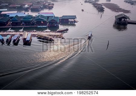 Sunset of Port cabin in rural SangklaThailand