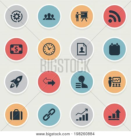 Elements Reverse Directions, Suitcase, Event And Other Synonyms Statistics, Event And Link.  Vector Illustration Set Of Simple Business Icons.
