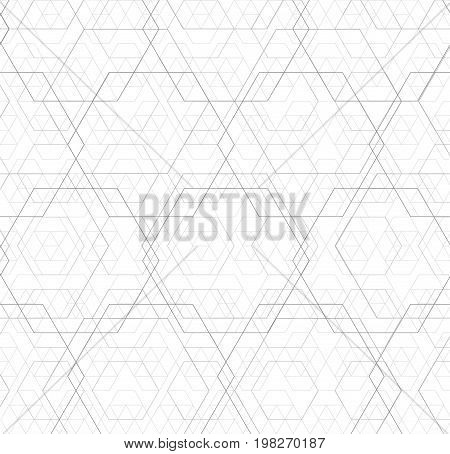 Abstract black and white hexagon outline overlap grid pattern vector illustration