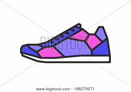 Sneakers line icon on white background. Vector illustration.