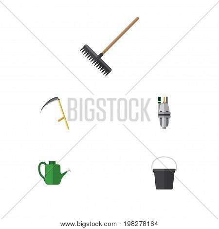 Flat Icon Dacha Set Of Pail, Cutter, Bailer And Other Vector Objects