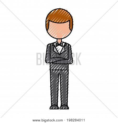 elegant man with bowntie vector illustration design