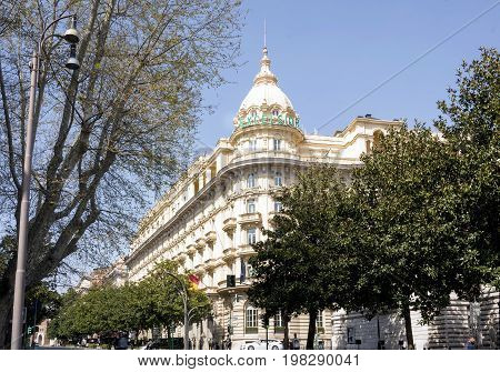 Rome Italy march 25 2017: Exterior tower of the Grand Hotel Excelsior located in the famous Via Veneto in Rome Italy