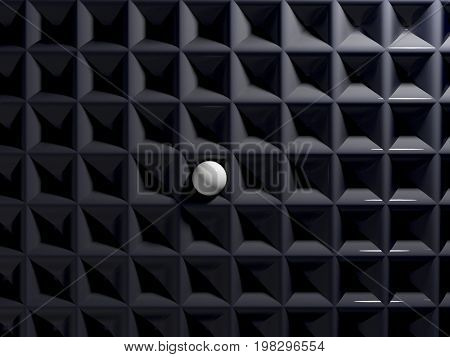 white sphere in black matrix, 3d illustration 
