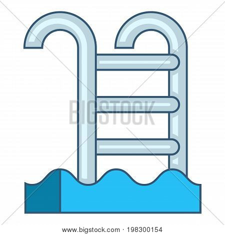 Pool with stairs icon. Cartoon illustration of pool with stairs vector icon for web design