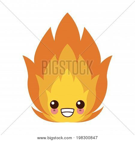 kawaii featuring a camp fire burning brightly design vector illustration