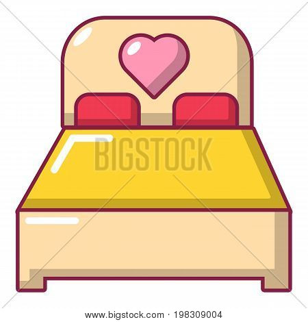 Wedding couple bed icon. Cartoon illustration of wedding couple bed vector icon for web design