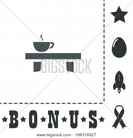 Cup on the table. Simple flat symbol icon on white background. Vector illustration pictogram and bonus icons