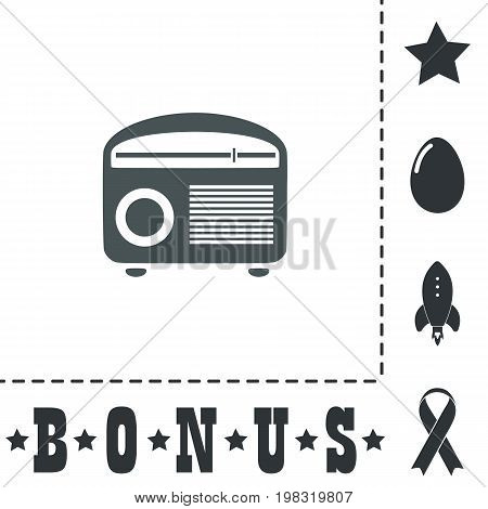 Retro revival radios tuner. Simple flat symbol icon on white background. Vector illustration pictogram and bonus icons