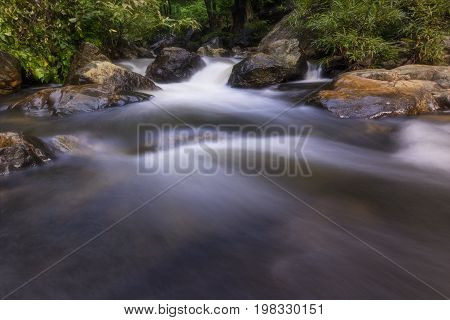 Beautiful waterfalls in national park in Thailand. Khlong Lan Waterfall Kamphaengphet Province