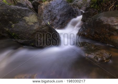 Beautiful waterfalls in national park in Thailand. Khlong Lan Waterfall Kamphaengphet Province
