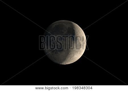 Waxing Crescent Moon Seen With Telescope
