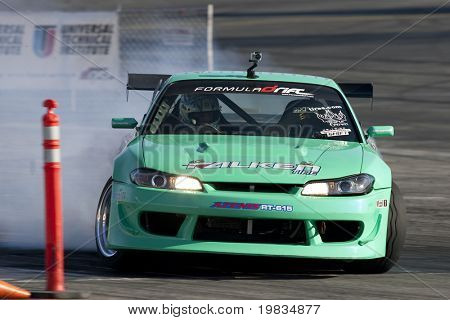 IRWINDALE, CA. - OCTOBER 16: Calvin Wan competes at Toyota Speedway during Formula Drift round 7 on October 16th 2009 at the Toyota Speedway in Irwindale.