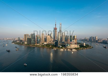 Shanghai skyline city scape Shanghai luajiazui finance and business district trade zone skyline Shanghai China