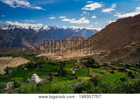 Landscape around Likir Monastery in Ladakh, India
