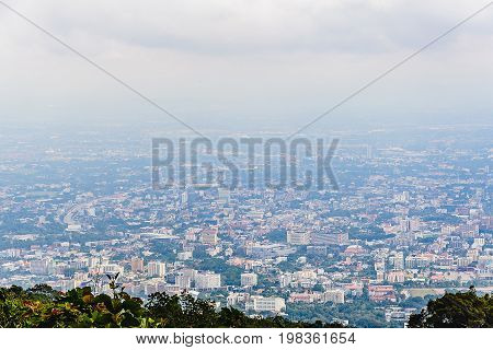 City scape in the mist with soft light.