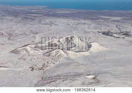 Top view Iceland mountain winter seasion nautral landscape background