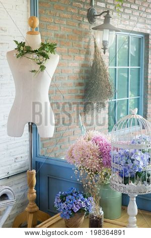 Vintage country house interior decoration stock photo