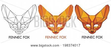 Lowpoly illustration of a small desert fox, vector