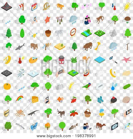 100 national park icons set in isometric 3d style for any design vector illustration