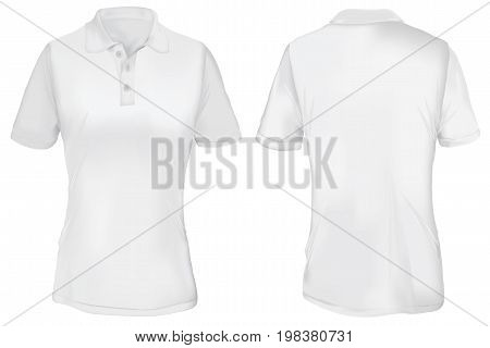 White Polo Shirt Template for Woman  Isolated on White
