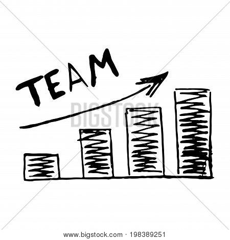 Hand drawn chart graphic development team vector. Team building development process development plan teamwork concept illustration
