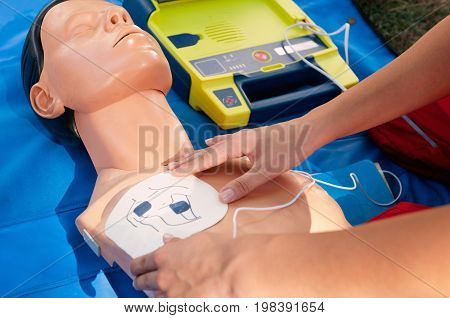Administering Defibrillator, Color Image, Selective Fous, Close Up