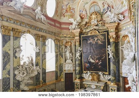 VALTICE, THE CZECH REPUBLIC - JUNE 31, 2017: Baroque castle Valtice, UNESCO, national cultural landmark
