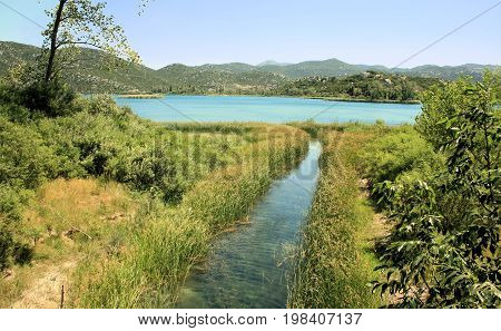 View On The Bacina Lakes In Croatia