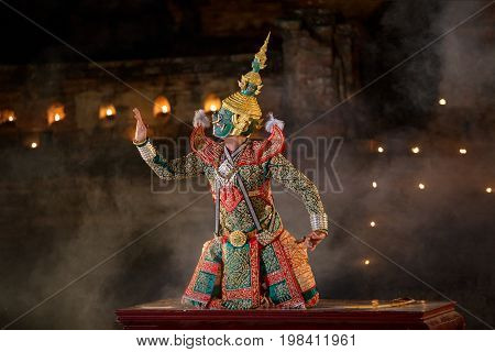 Thailand Khon character in Ramayana story ancient of Asia.
