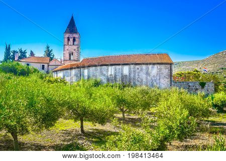 Scenic view at countryside in Dalmatia region in Croatia, Island Vis scenery.