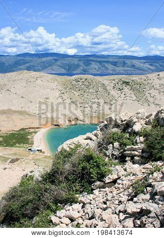 view while hiking to Veli and Mala Luka, Baska, island Krk, Croatia