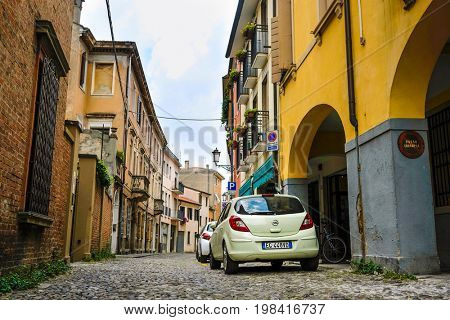 PADOVA, ITALY - July, 13, 2017: street in a center of Padova, Italy