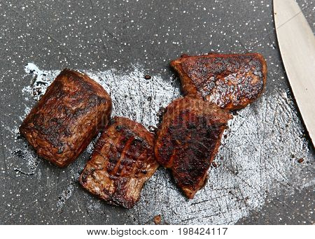 Juicy Pan-Seared Steak on Cutting Board