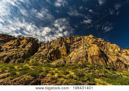 An area known as The Narrows along Big Thompson Road leading to the entrance of Rocky Mountain National Park near Loveland Colorado.