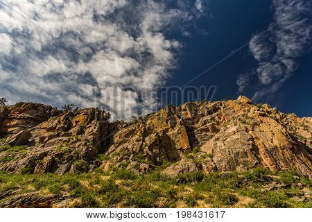 An area known as The Narrows along Big Thompson Road leading to the entrance of Rocky Mountain National Park near Loveland Colorado.