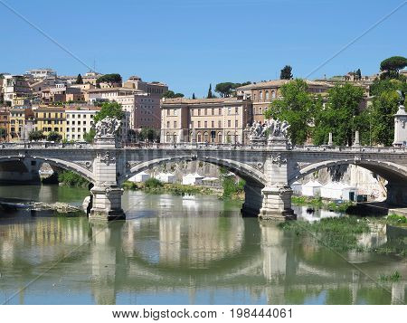 19.06.2017 Roma Italy: Sant' Angelo Bridge to the Mausoleum of Hadrian