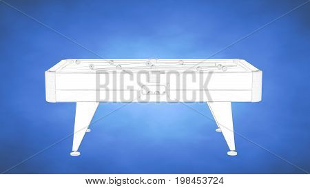 Outlined 3D Rendering Of Abilliard Table Inside A Blue Studio