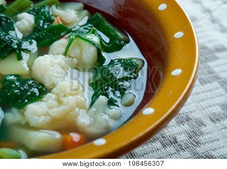 nettle soup.Russian green shchi with nettle close up  meal