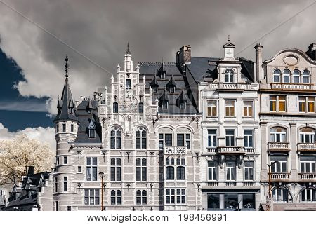 Belgian Classic Architecture View In Infra-red Colors