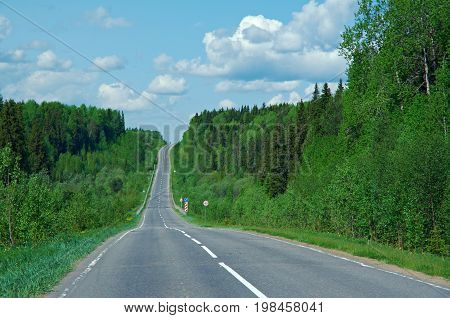 road in Russian forest.  Arhangelsk region russia  travel