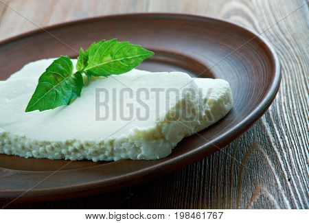 Tushuri Cheeses. Georgian cuisine, close up meal